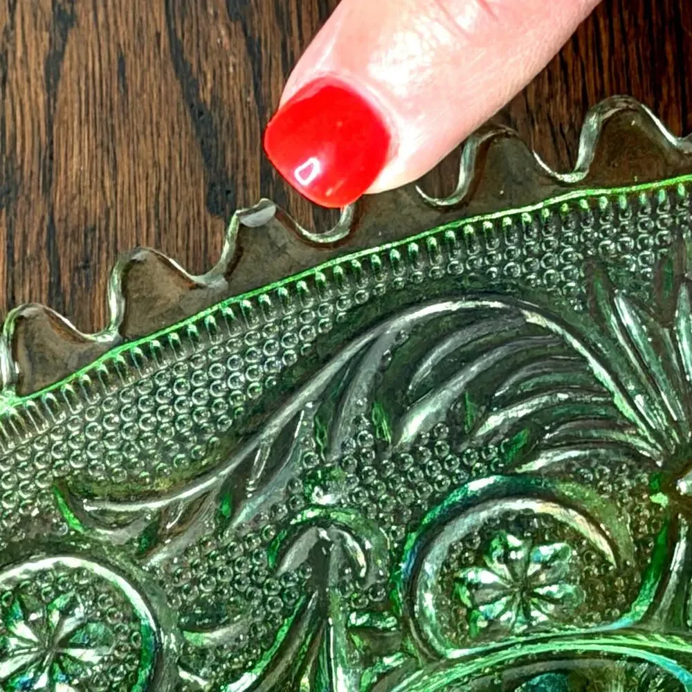 Vintage Indiana Glass Tiara Exclusives Chantilly Green Deviled Egg Plate